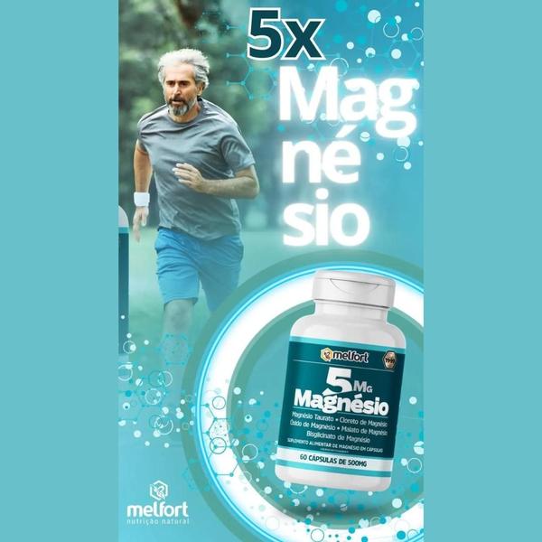 Imagem de Suplemento Alimentar 5 Magnésios 500mg - 60 Cápsulas Melfort