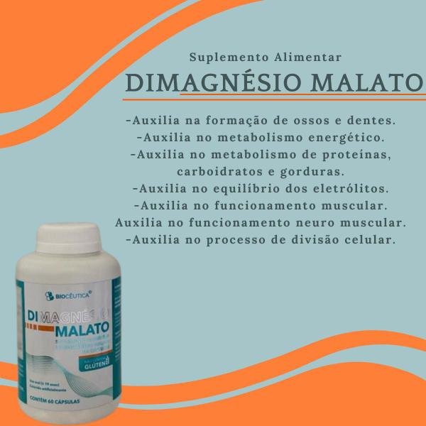 Imagem de Suplemento Alimentar Biocêutica DiMagnésio Malato Pote 60 Cápsulas Kit Promocional 2 Unidades