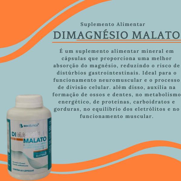 Imagem de Suplemento Alimentar Biocêutica DiMagnésio Malato Pote 60 Cápsulas Kit Promocional 4 Unidades