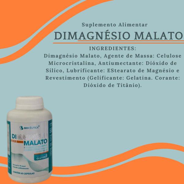 Imagem de Suplemento Alimentar Biocêutica DiMagnésio Malato Pote 60 Cápsulas Kit Promocional 5 Unidades