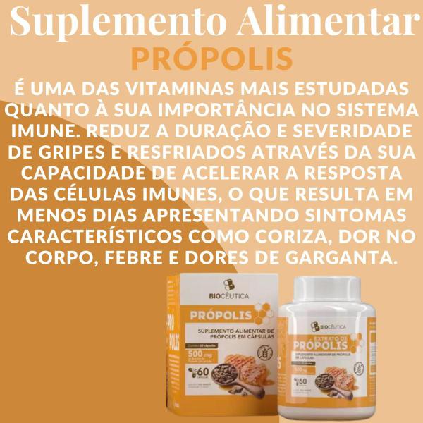 Imagem de Suplemento Alimentar Biocêutica Própolis Pote 60 Cápsulas Kit Promocional 2 Unidades