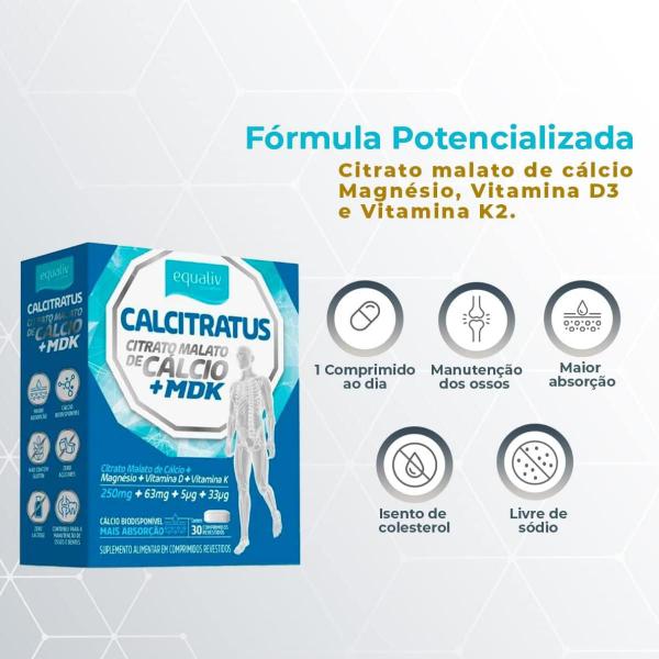 Imagem de Suplemento Alimentar Calcitratus MDK Equaliv 30 Comprimidos