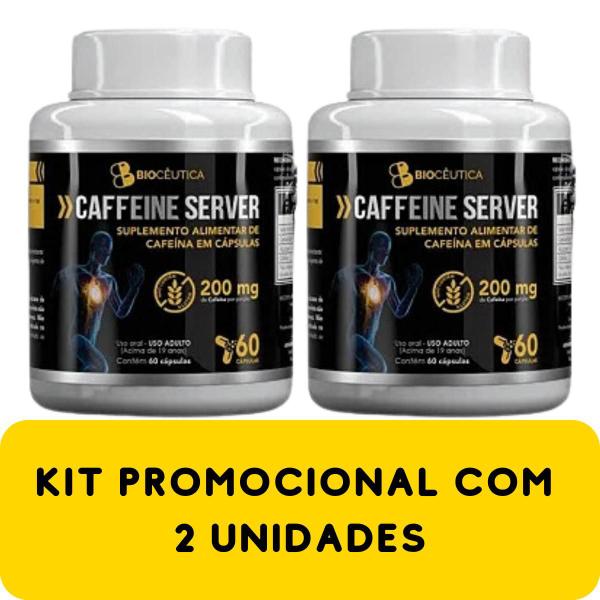 Imagem de Suplemento Alimentar de Cafeína Biocêutica Caffeine Server Pote 60 Cápsulas Kit Promocional 2 Unidades