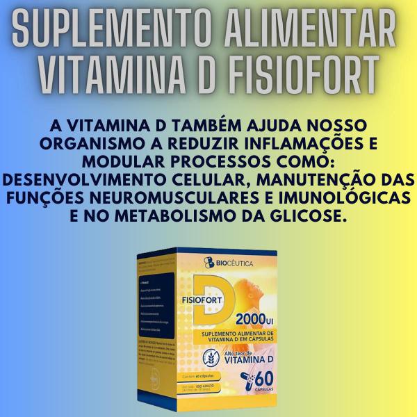 Imagem de Suplemento Alimentar de Vitaminas D Biocêutica Fisiofort D 2000ui Pote 60 Cápsulas 24 Unidades