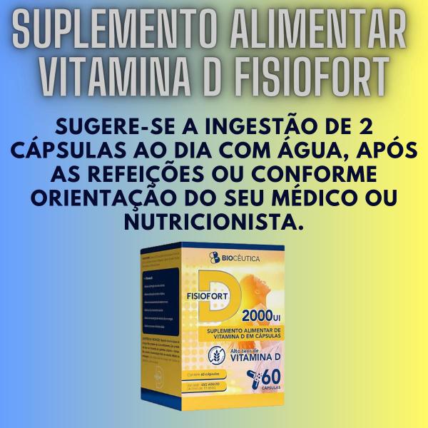 Imagem de Suplemento Alimentar de Vitaminas D Biocêutica Fisiofort D 2000ui Pote 60 Cápsulas 3 Unidades