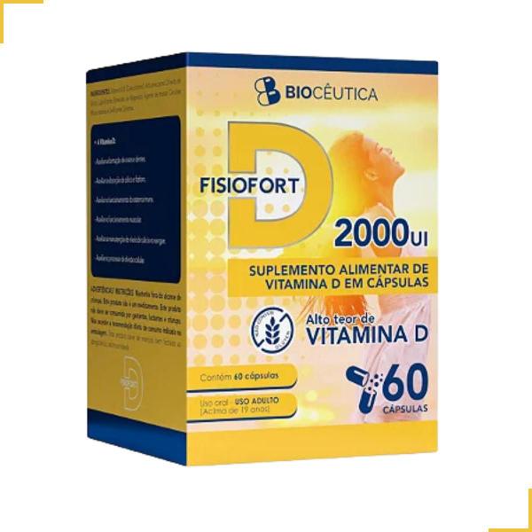 Imagem de Suplemento Alimentar de Vitaminas D Biocêutica Fisiofort D 2000ui Pote 60 Cápsulas