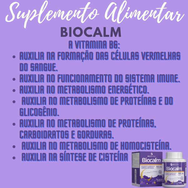 Imagem de Suplemento Alimentar de Vitaminas e Aminoácido Triptofano Biocêutica Biocalm Pote 60 Cápsulas Kit Promocional 3 Unidades