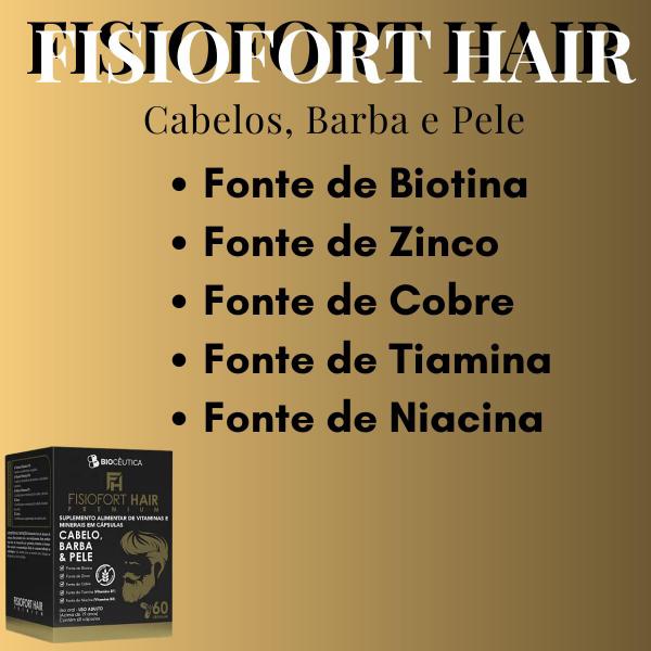 Imagem de Suplemento Alimentar de Vitaminas e Minerais Biocêutica Fisiofort Hair Cabelo, Barba e Pele Pote 60 Cápsulas 11 Unidades