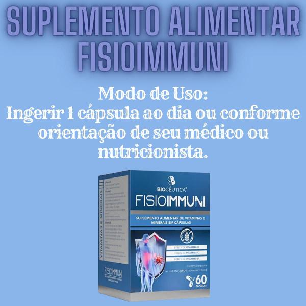 Imagem de Suplemento Alimentar de Vitaminas e Minerais Biocêutica Fisioimmuni Pote 60 Cápsulas Kit Promocional 10 Unidades