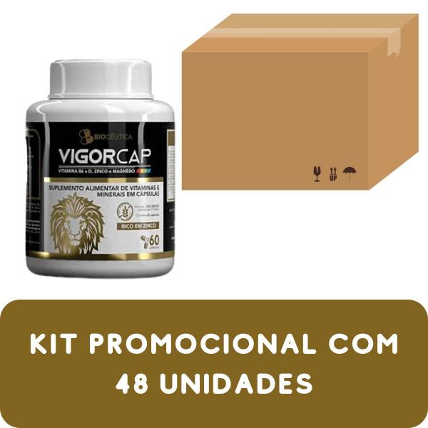 Imagem de Suplemento Alimentar de Vitaminas e Minerais Biocêutica Vigorcap Pote 60 Cápsulas Kit Promocional 48 Unidades