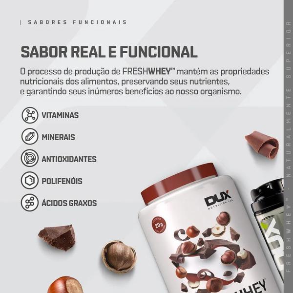 Imagem de Suplemento Alimentar em Pó Dux Fresh Whey 20g de Proteína Sabor Chocolate e Avelã 900g