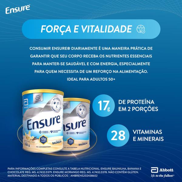 Imagem de Suplemento Alimentar Ensure Baunilha 400g - Kit 3 Uni.