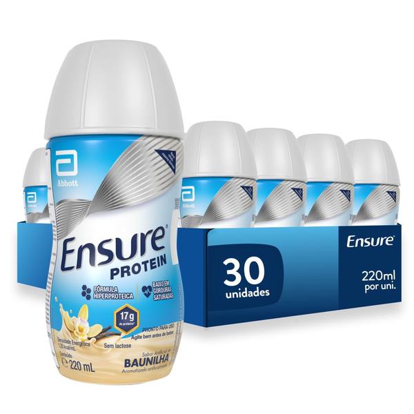 Imagem de Suplemento Alimentar Ensure Protein Baunilha 220ml - Kit 30 Uni.