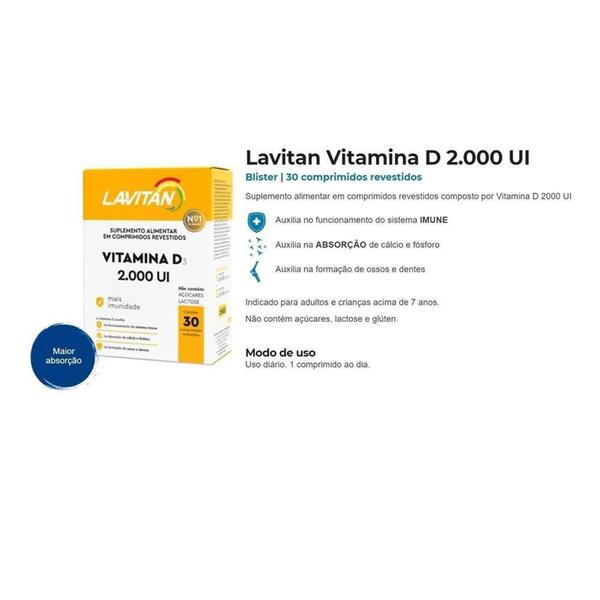 Imagem de Suplemento Alimentar Lavitan Vitamina D - 30 Comprimidos