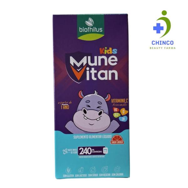 Suplemento Alimentar Munevitan Kids Laranja 240Ml Biofhitus Imagem de Suplemento Alimentar Munevitan Kids Laranja 240Ml Biofhitus