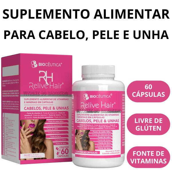 Imagem de Suplemento Alimentar Relive Hair Para Cabelos, Pele e Unhas!