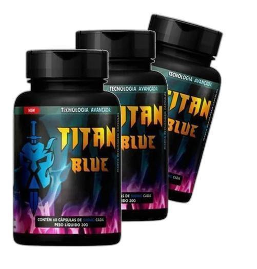 Imagem de Suplemento Alimentar Titan Blue 12X 60 Capsulas Kit 3 Potes