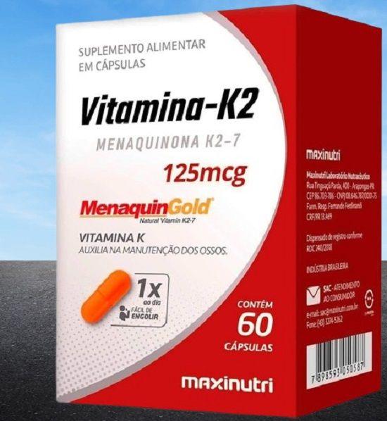 Imagem de Suplemento Alimentar Vitamina K2 125mcg C/60Caps - Maxinutri