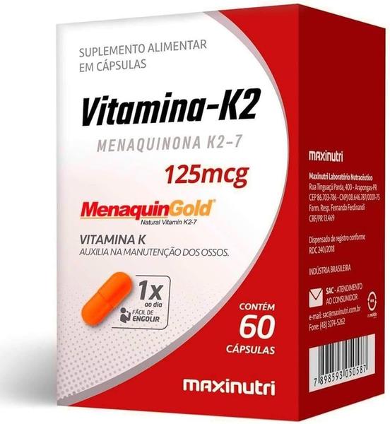 Imagem de Suplemento Alimentar Vitamina K2 125mcg C/60Caps - Maxinutri