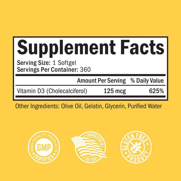 Imagem de Suplemento BioSchwartz de Vitamina D3 5000 UI com Azeite de Oliva 360 Cápsulas Gelatinosas