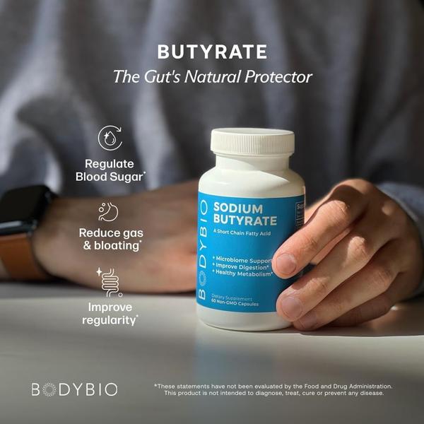 Imagem de Suplemento BodyBio Gut Health Butirate + Sodium 60 cápsulas