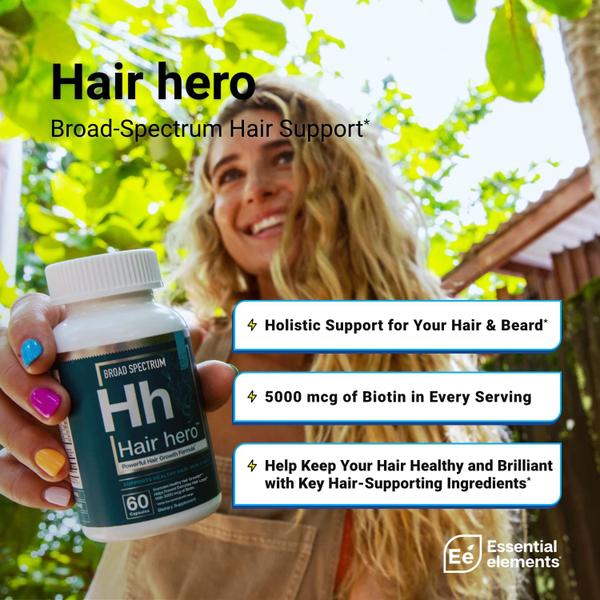 Imagem de Suplemento capilar Essential Elements Hair Hero 5000mcg Biotina