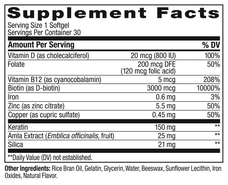 Imagem de Suplemento capilar OLLY Ultra Strength, 30 cápsulas gelatinosas, fornecimento de 30 dias