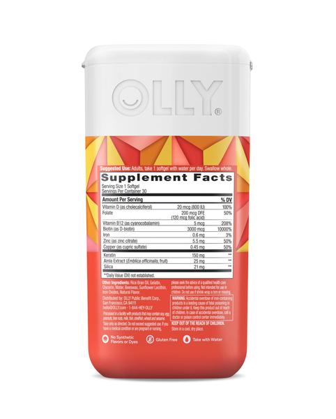 Suplemento capilar OLLY Ultra Strength, 30 cápsulas gelatinosas, fornecimento de 30 dias Imagem de Suplemento capilar OLLY Ultra Strength, 30 cápsulas gelatinosas, fornecimento de 30 dias
