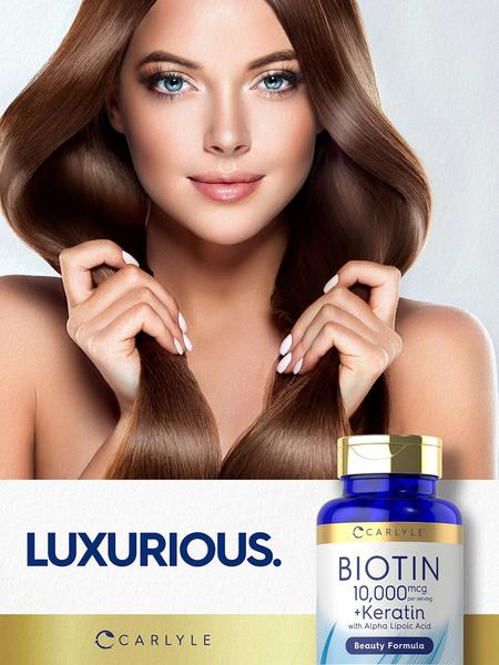 Imagem de Suplemento Carlyle Biotin 10000mcg 150 cápsulas com queratina