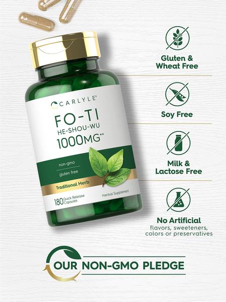 Suplemento Carlyle Fo-Ti 1000 mg 180 cápsulas He-Shou-Wu Root Imagem de Suplemento Carlyle Fo-Ti 1000 mg 180 cápsulas He-Shou-Wu Root