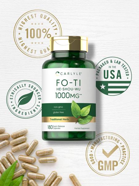 Suplemento Carlyle Fo-Ti 1000 mg 180 cápsulas He-Shou-Wu Root Imagem de Suplemento Carlyle Fo-Ti 1000 mg 180 cápsulas He-Shou-Wu Root