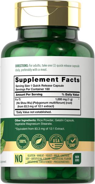 Suplemento Carlyle Fo-Ti 1000 mg 180 cápsulas He-Shou-Wu Root Imagem de Suplemento Carlyle Fo-Ti 1000 mg 180 cápsulas He-Shou-Wu Root