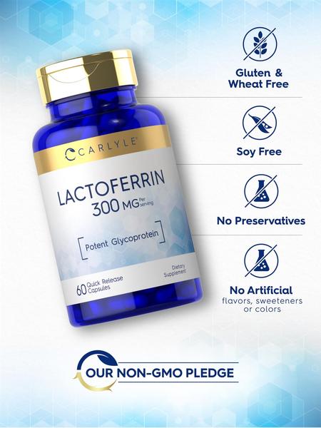 Imagem de Suplemento Carlyle Lactoferrin 300mg 60 cápsulas sem OGM