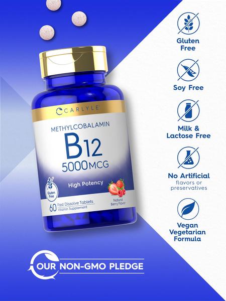 Imagem de Suplemento Carlyle Metilcobalamina Vitamina B12 5000mcg 60 comprimidos