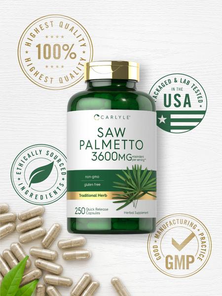 Imagem de Suplemento Carlyle Saw Palmetto Extract 3600mg 250 cápsulas