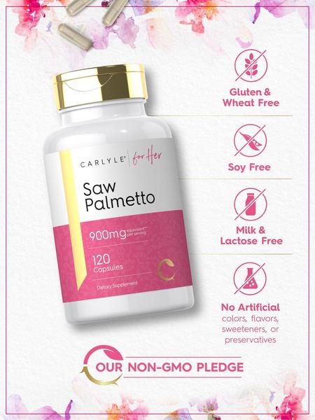 Imagem de Suplemento Carlyle Saw Palmetto para mulheres 900 mg 120 cápsulas