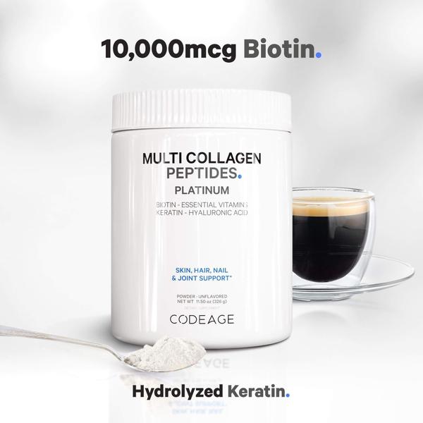 Imagem de Suplemento Codeage Multi Collagen Biotina 10000mcg Café 340mL