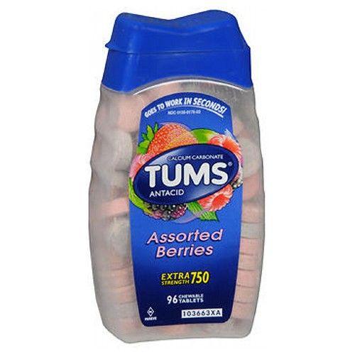 Imagem de Suplemento de cálcio antiácido Tums Extra Strength, frutas silvestres sortidas 96 comprimidos da The Honest Company (pacote com 4)