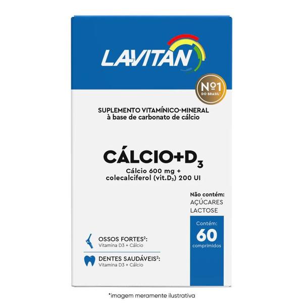 Suplemento de Cálcio e Vitamina D3 60 Comprimidos Lavitan Imagem de Suplemento de Cálcio e Vitamina D3 60 Comprimidos Lavitan