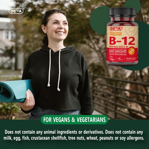 Imagem de Suplemento de vitamina B12 vegana DEVA 1000mcg com ácido fólico 90 comprimidos