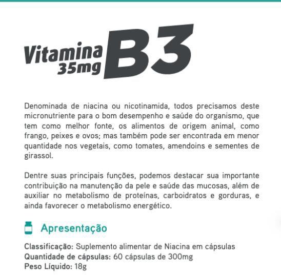 Imagem de Suplemento de Vitamina B3 280mg 60 Cáps Apisnutri - SV