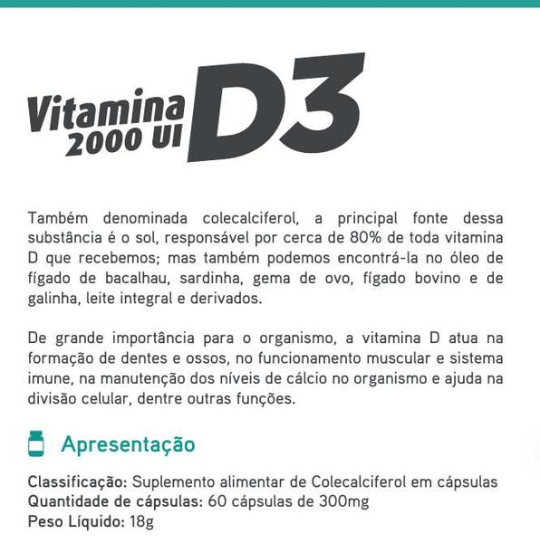 Imagem de Suplemento de Vitamina D3 2000 UI 60 Cáps Apisnutri - SV