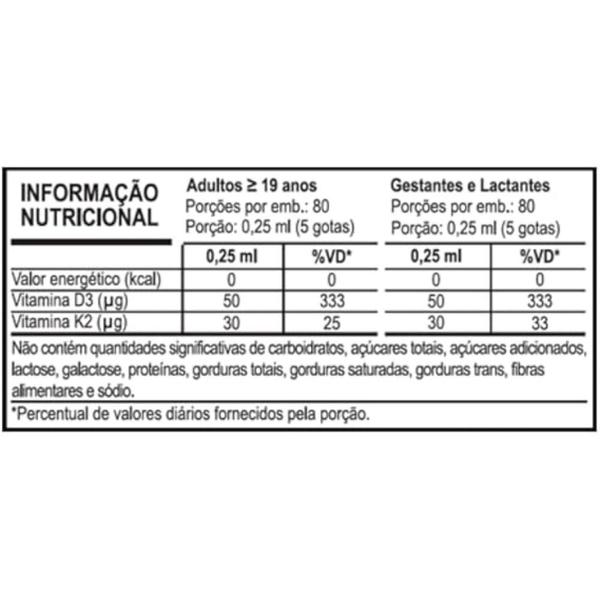 Imagem de Suplemento de Vitamina D3 + K2 20ml Sabor Menta ApisNutri