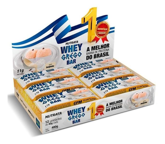 Imagem de Suplemento em barra Nutrata Whey Grego Bar proteínas Whey Grego Bar caixa de 480g x 12 u