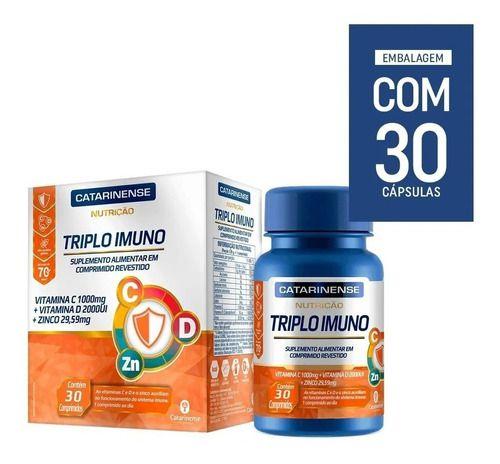 Imagem de Suplemento Em Cápsulas Catarinense Pharma Triplo Imuno + Vitamina E Zinco 30 Caps Minerais/vitaminas Em Pote De 250ml Un