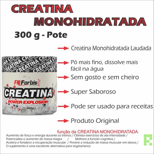 Imagem de Suplemento em Pó FN Forbis Creatina Monohidratada 300g a melhor creatina para musculação e treino