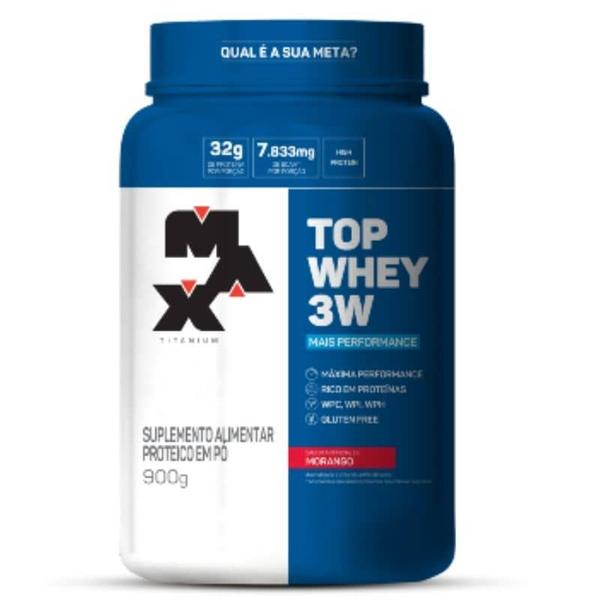 Imagem de Suplemento em pó Max Titanium proteínas Top Whey 3W em pote de 900g