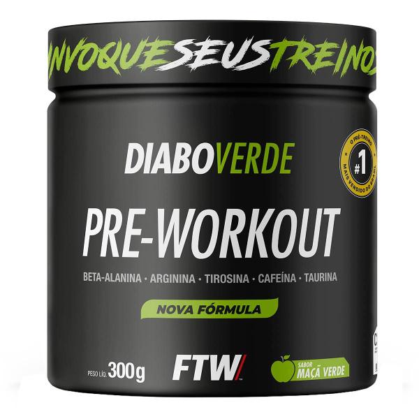 Suplemento Em Pó Pre Treino Pre Workout Pote 300g DIABO VERDE - FTW