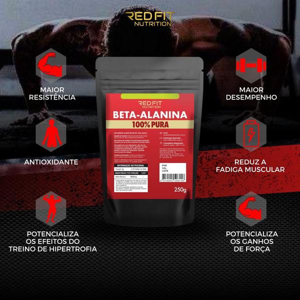 Imagem de Suplemento em Pó Red Fit Nutrition 100% Puro Importado C/ Laudo Beta-Alanina 250g