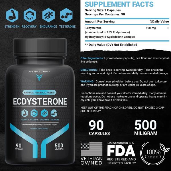 Imagem de Suplemento Fit & Focused Ecdysterone 500mg 90 cápsulas